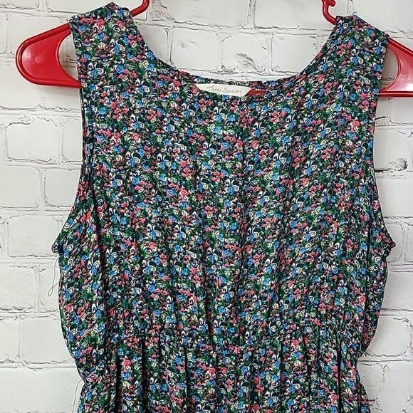 Three Seasons Maternity Sundress Navy Floral Chiffon Hi-Lo Midi Mom Tank Dress - Picture 4 of 9